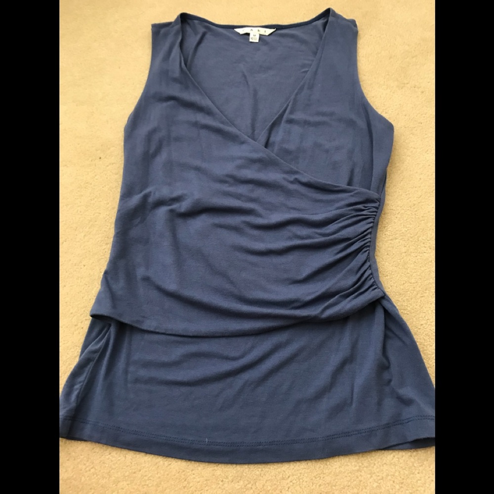 CABI vintage front wrap tee. Blue. Size M